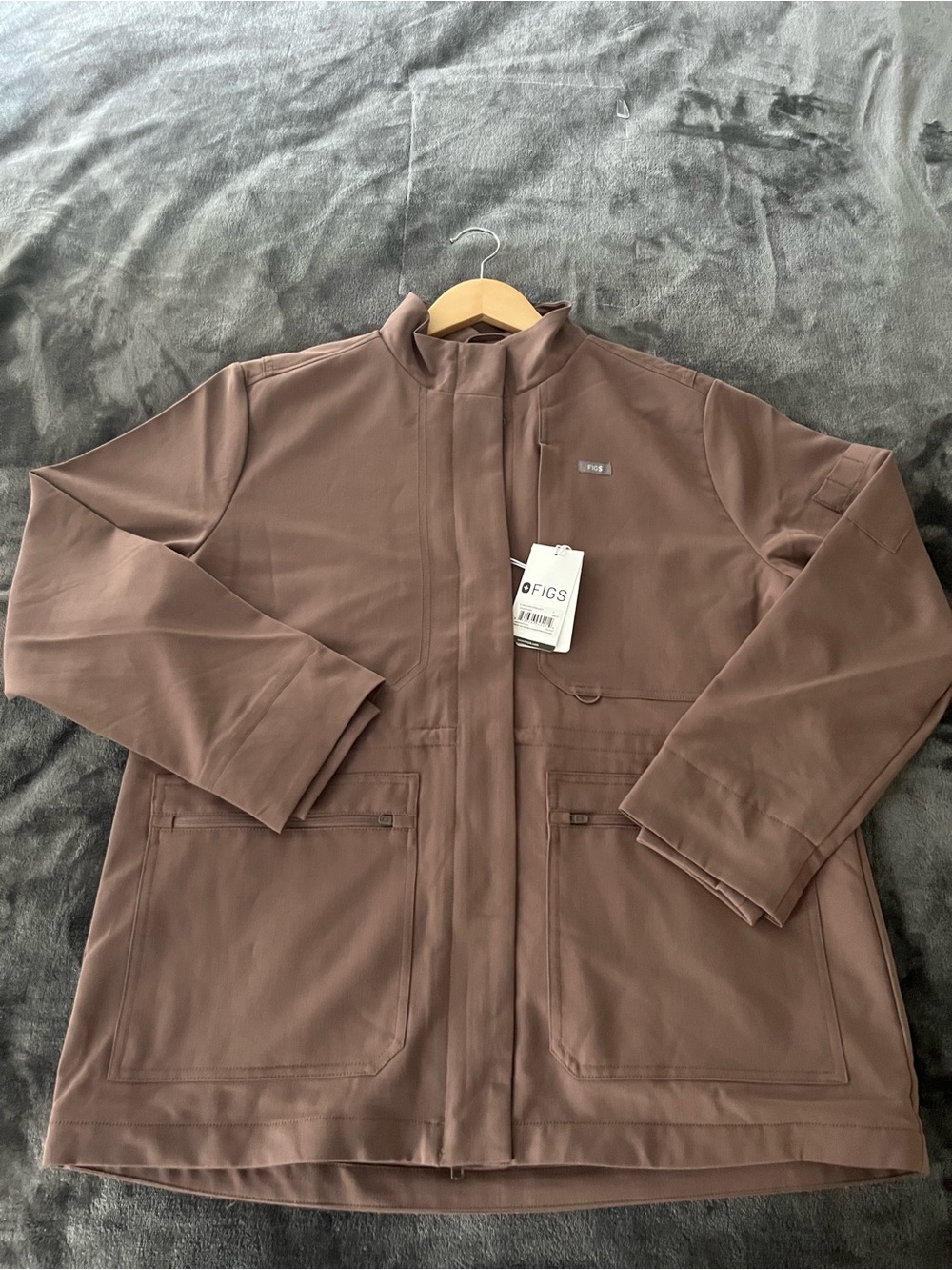 FIGS Women’s Page Scrub Jacket in SmokeyTaupe - Brown